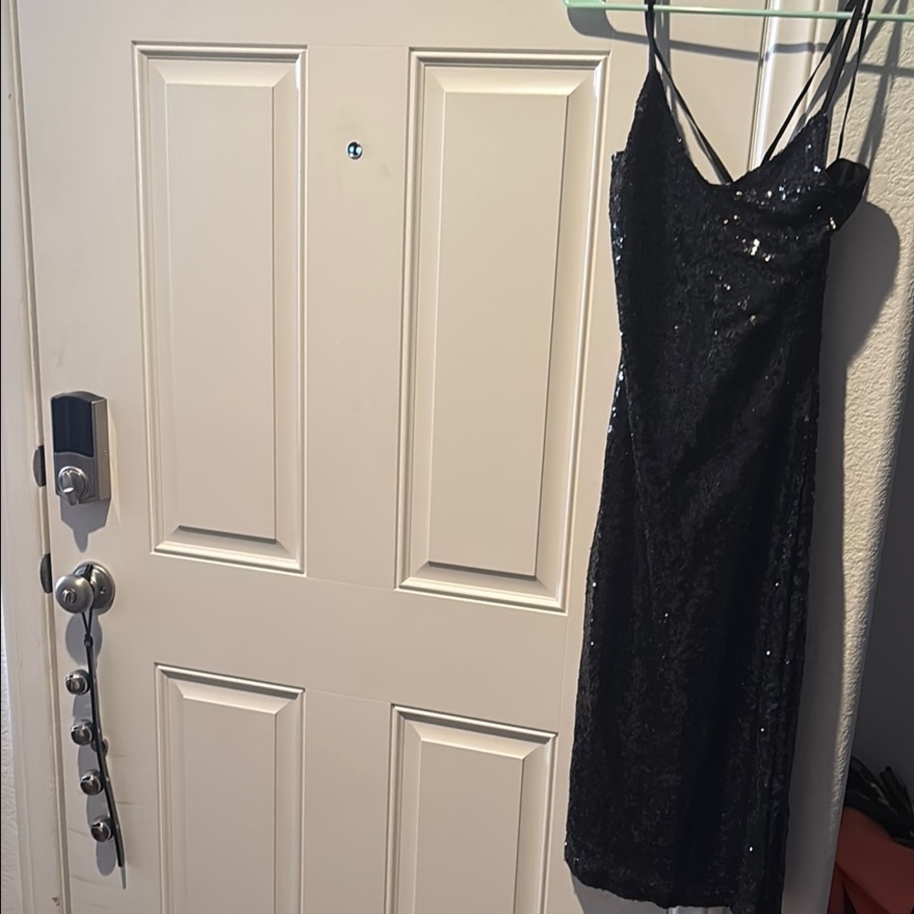 Boohoo Black Sequin Midi Dress